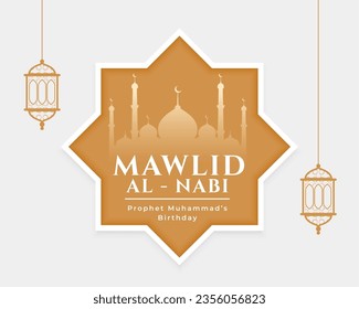 mawlid al nabi prophet birthday event greeting design vector