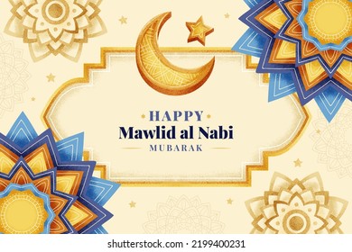 mawlid al-nabi Greeting card beautiful floral pattern vector for background, wallpaper and banner designs text mean prophet muhammad birthday's