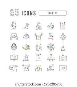Mawlid. Collection of perfectly thin icons for web design, app, and the most modern projects. The kit of signs for category Holidays.