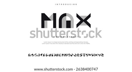 MAX abstract digital alphabet font. Minimal technology typography, Creative urban sport fashion futuristic font and with numbers. vector illustration