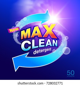 Max clean laundry detergent Design Template for packaging
Used as a detergent illustration. For washing machine
Showcasing modern clean energy for the future.
Vector illustration Realistic.