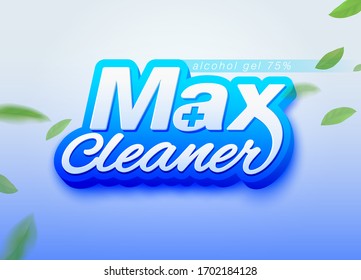 Max cleaner alcohol gel design Template for packaging.
Used as a Alcohol gel, Hand wash gel, sanitizer, detergent.