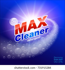 Max Cleaner Laundry Detergent Label Packaging.
Vector Realistic File.