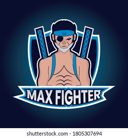 Diseño del logotipo de la mascota Max fighter e sport