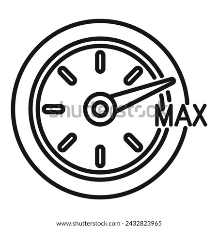 Max gauge velocity icon outline vector. Dark shoe meter. Scale run work