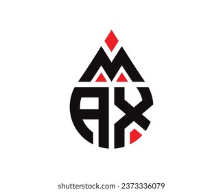 MAX letter water drop shape logo design. MAX drop logo simple design.