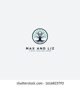 Max and liz abstract vibrant tree logo