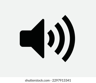 Icono de volumen máximo. Altavoz alto aumenta el símbolo de sonido. Signo estéreo máximo de audio. Recorte de grietas de pantalla gráfica de vectores en blanco y negro