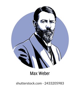 Max Weber is a German sociologist, philosopher, historian, and political economist. Hand drawn vector illustration