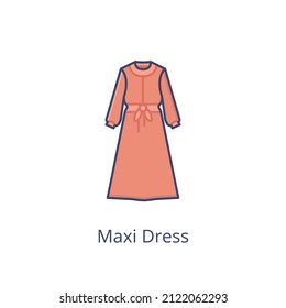 Maxi Dress Icon In Vector. Logotype