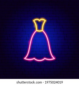 Maxi Dress Neon Sign. Vector Illustration of Clothing Promotion.