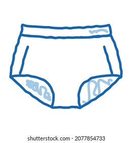 Mxi Pants esboza el vector de icono. Dibujo manual de la línea azul del doodle, seña Maxi Pants. ilustración de símbolo aislado