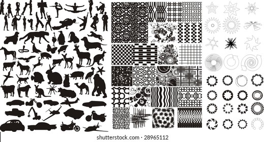 maxi set icon people animal vehicle nature and texture