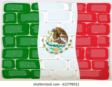 Bandera de México en la ilustración de la pared