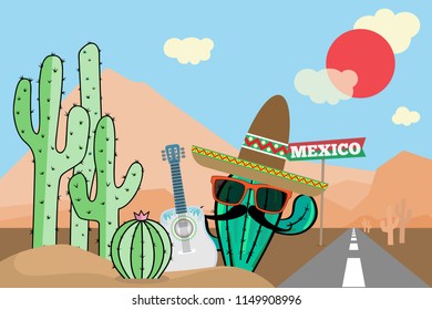 Maxico sign plate with cactus desert