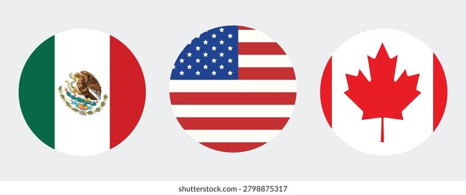Maxico, USA, Canda Flag_Three host nation flag featuring football tournament 2026