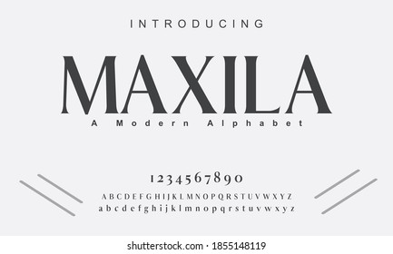 Maxila font. Elegant alphabet letters font and number. Classic Copper Lettering Minimal Fashion Designs. Typography fonts regular uppercase and lowercase. vector illustration