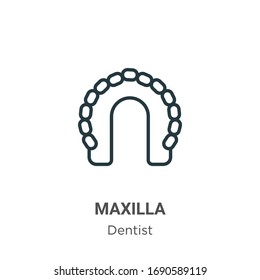 Maxilla outline vector icon. Thin line black maxilla icon, flat vector simple element illustration from editable dentist concept isolated stroke on white background