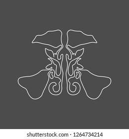 Maxillary sinus linear icon. Sinusitis. Sinus infection is inflammation of the sinuses. rhinosinusitis