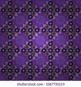 Maximal element tiles geometric seamless pattern in purple, violet and gray colors. Seamless background. Vector illustration.