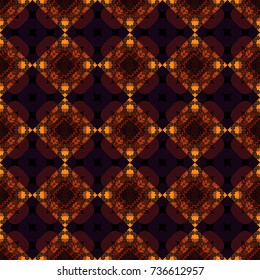 Maximal element tiles geometric seamless pattern in red, black and brown colors. Seamless background. Vector illustration.