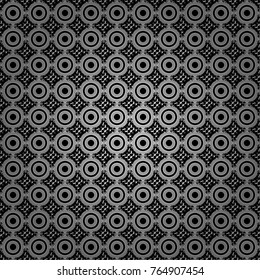 Maximal element tiles geometric seamless pattern in white, gray and black colors. Seamless background. Vector illustration.