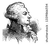 Maximilien Robespierre 1758 to 1794 he was a French lawyer politician and one of the most influential figures associated with the French Revolution vintage line drawing or engraving illustration