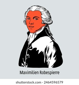 Maximilien Robespierre - French revolutionary, lawyer, one of the most famous and influential political figures of the Great French Revolution. Hand-drawn vector illustration