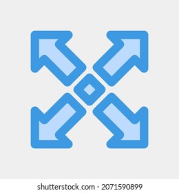 Maximize arrow icon vector illustration in blue style, use for website mobile app presentation