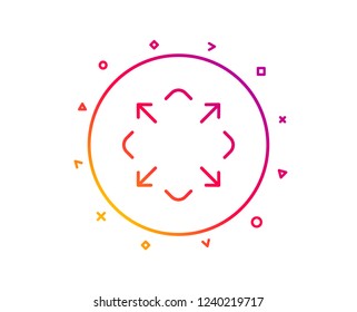 Maximize arrow line icon. Full screen symbol. Maximise Navigation sign. Gradient pattern line button. Maximize icon design. Geometric shapes. Vector