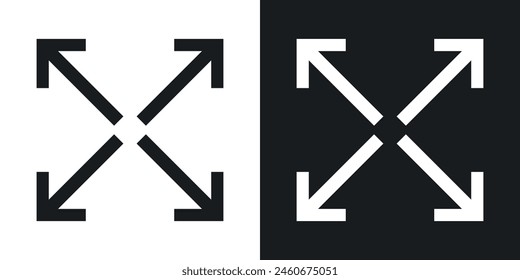 Maximize Button Icon Collection. Fullscreen Toggle Vector Symbol. Window Enlargement Emblem.
