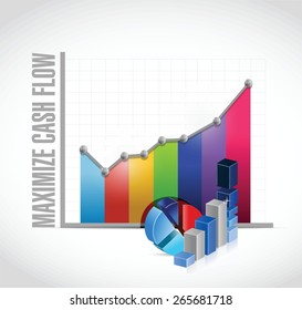 Maximize Cash Flow Business Graph Sign Illustration Design Over White Background