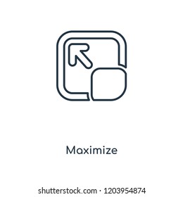 Maximize concept line icon. Linear Maximize concept outline symbol design. This simple element illustration can be used for web and mobile UI/UX.
