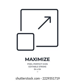 Maximize editable stroke outline icon isolated on white background flat vector illustration. Pixel perfect. 64 x 64.