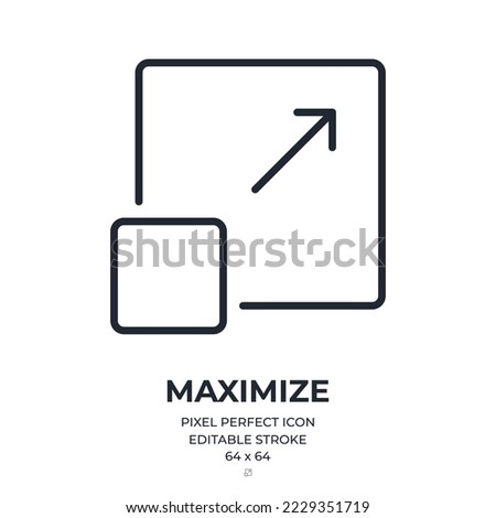 Maximize editable stroke outline icon isolated on white background flat vector illustration. Pixel perfect. 64 x 64.