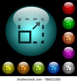 Maximize element icons in color illuminated spherical glass buttons on black background. Can be used to black or dark templates