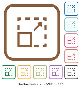 Maximize element simple icons in color rounded square frames on white background
