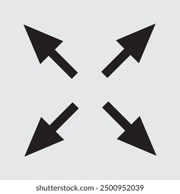 Maximize and expand, direction arrows from full screen icon vector.  Flat style Arrow means from expansion and open icon vector illustration.