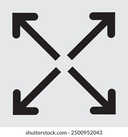 Maximieren und erweitern, Richtung Pfeile von Vollbild-Symbol-Vektor.  Flacher Stil Pfeil bedeutet von der Erweiterung und öffnen Symbol, Vektorgrafik.