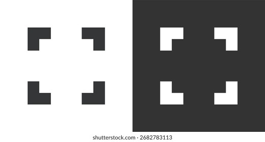 Icono de maximización, pantalla completa o Expandir Corners. Icono de la serie de glifos sólidos