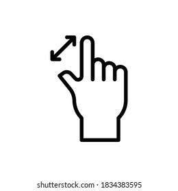 Maximize, Fullscreen, Zoom, Gesture Icon Logo Illustration Vector Isolated. Hand Sign and Gesture Icon-Set. Suitable for Web Design, Logo, App, and UI. Editable Stroke and Pixel Perfect. EPS 10.