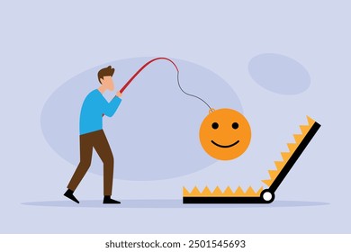 Maximize happiness, let go anxiety and think positive 2d flat vector illustration