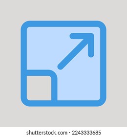 Maximizar el icono en azul sobre la interfaz de usuario, usar para la presentación de aplicaciones móviles del sitio web