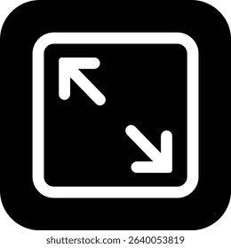 Maximize icon logo design Full Screen Arrow and Exit Screen Icons Black Silhouette flat. Minimalist with arrows pointing outward, representing zoom or expand functions in digital interfaces