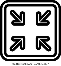 Maximize icon logo design Full Screen Arrow and Exit Screen Icons Black Silhouette line. Minimalist with arrows pointing outward, representing zoom or expand functions in digital interfaces