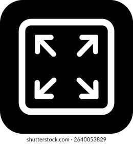 Maximize icon logo design Full Screen Arrow and Exit Screen Icons Black Silhouette flat. Minimalist with arrows pointing outward, representing zoom or expand functions in digital interfaces