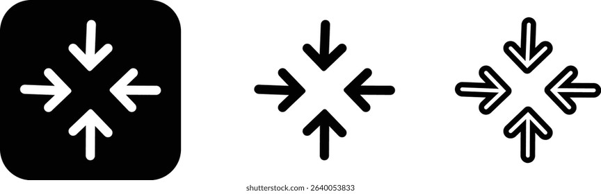 Maximize icon logo design Full Screen Arrow and Exit Screen Icons Black Silhouette flat line set. Minimalist with arrows pointing outward, representing zoom or expand functions in digital interfaces