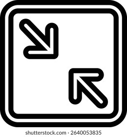 Maximize icon logo design Full Screen Arrow and Exit Screen Icons Black Silhouette line. Minimalist with arrows pointing outward, representing zoom or expand functions in digital interfaces