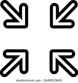 Maximize icon logo design Full Screen Arrow and Exit Screen Icons Black Silhouette line. Minimalist with arrows pointing outward, representing zoom or expand functions in digital interfaces