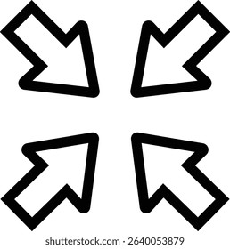 Maximize icon logo design Full Screen Arrow and Exit Screen Icons Black Silhouette line. Minimalist with arrows pointing outward, representing zoom or expand functions in digital interfaces